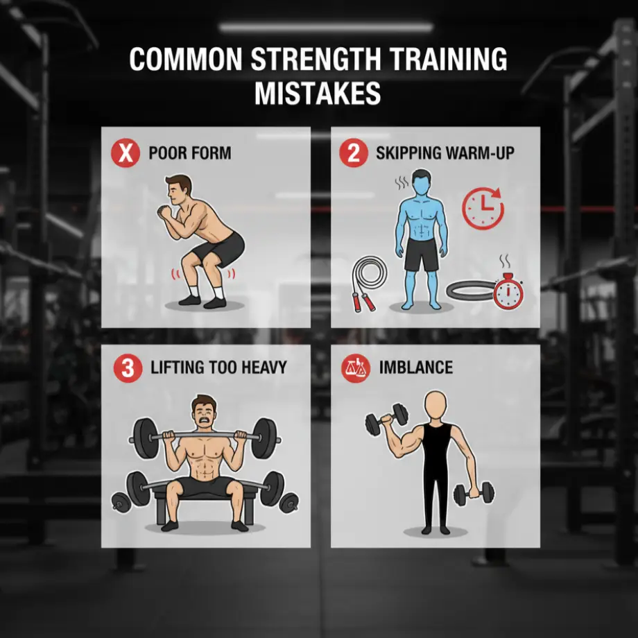 Common strength training mistakes infographic
