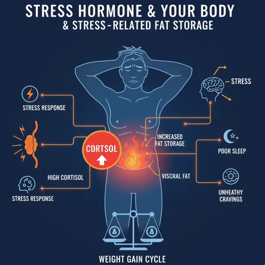 cortisol and fat storage belly fat infographic