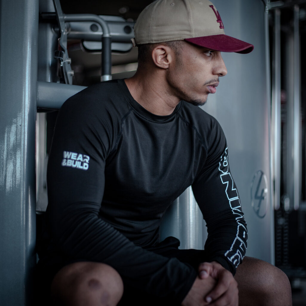 Athlete preparing workout with strong mindset