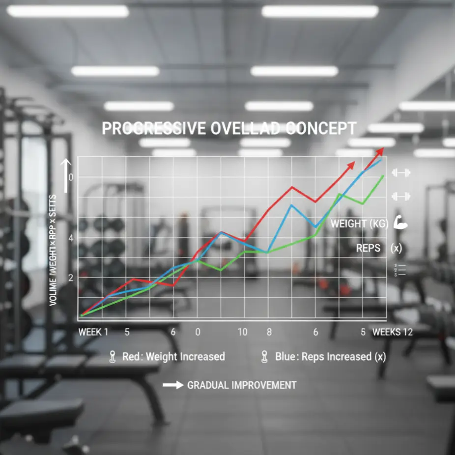 Progressive Overload for Beginners: Safe Strength Training Tips for Faster Gains 1 Progressive overload for beginners concept chart