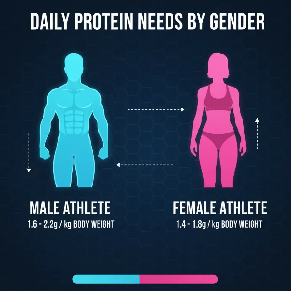 Protein Supplements for Women vs Men: Complete Breakdown Backed by Science 1 Gender protein needs comparison chart