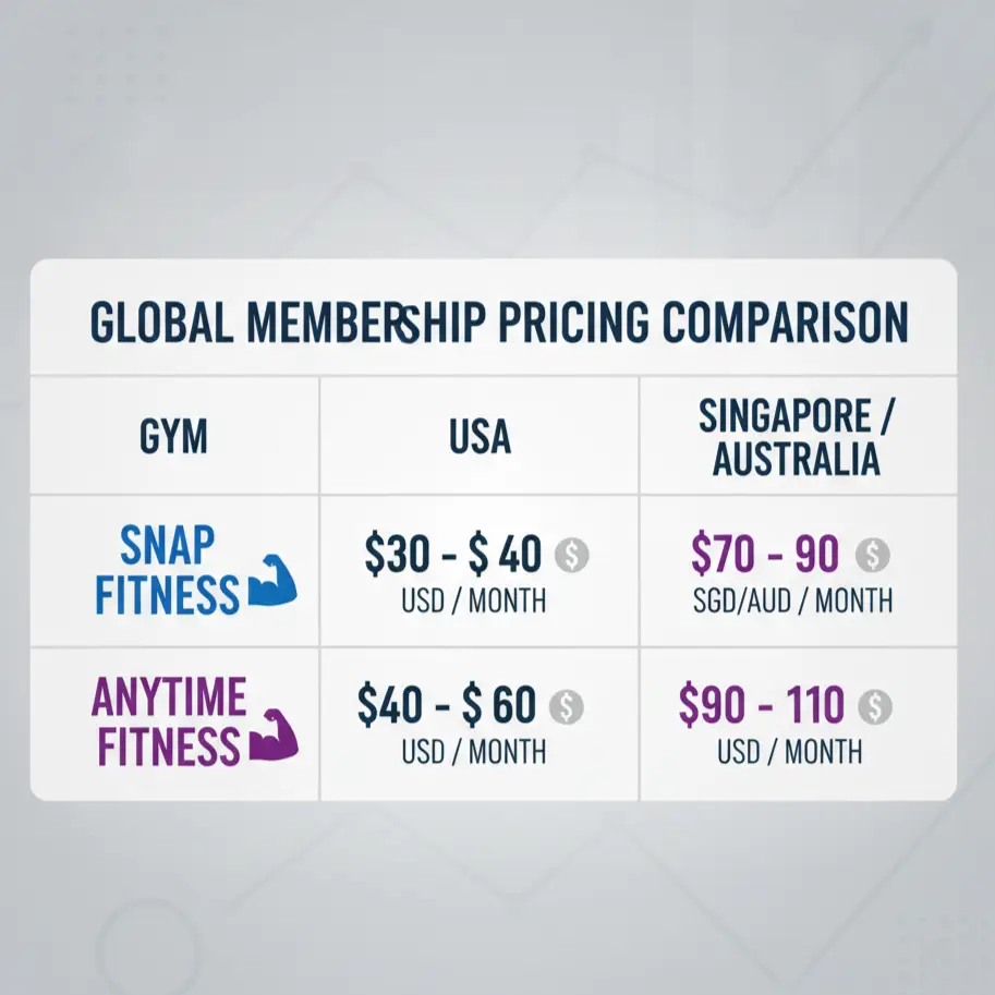 Snap Fitness vs Anytime Fitness: Which 24/7 Gym is Right for You? 2 Snap Fitness vs Anytime Fitness price comparison chart