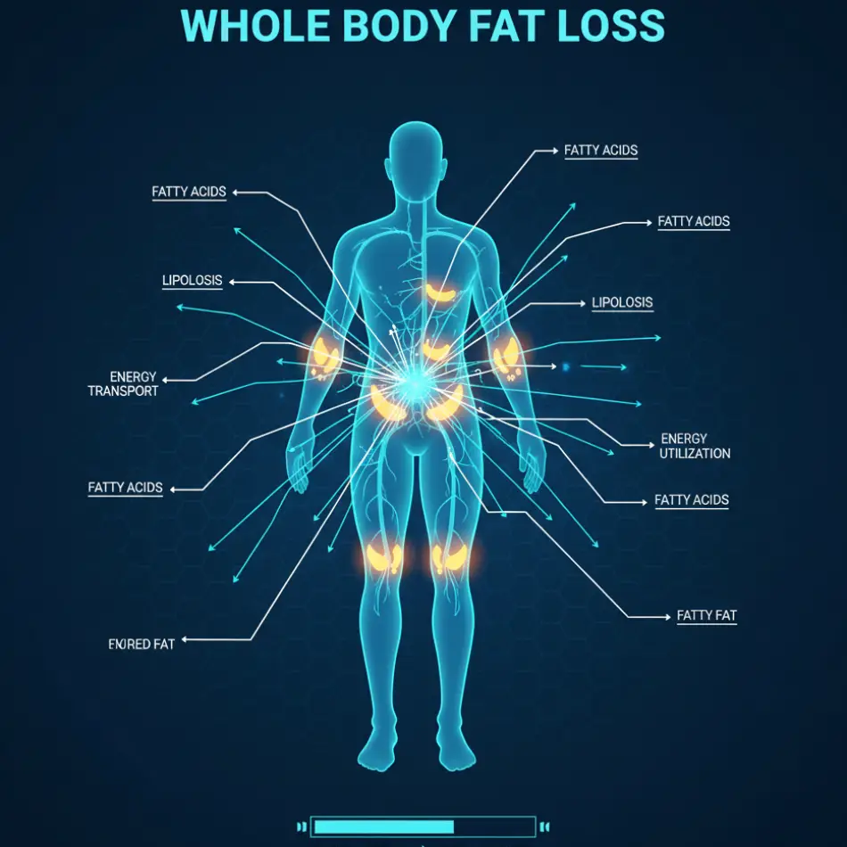 Concept of full-body fat loss versus spot reduction