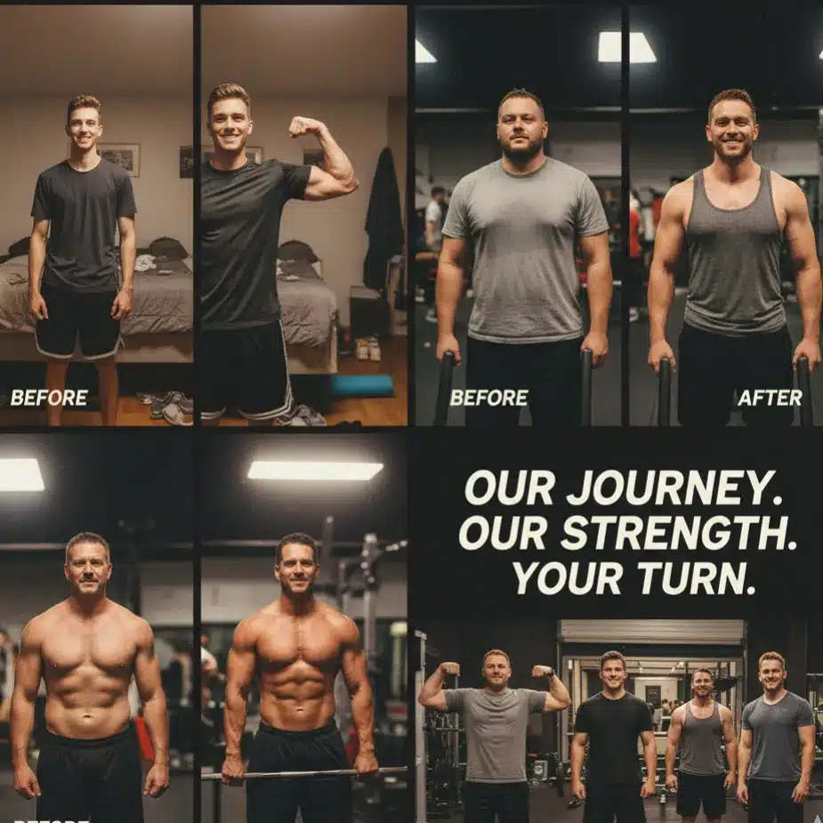 Male Transformation Results: Proven Stories and Strategies for Real Change 1 Men’s transformation stories concept collage