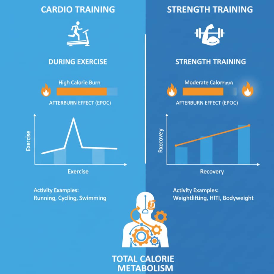Cardio vs strength training calorie burn